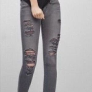 Frame Denim Gray Distressed Skinny Jeans